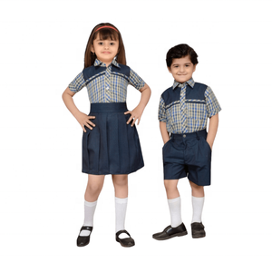 Ensemble d'uniformes scolaires d'été personnalisés OEM pour élèves du primaire vêtements bleus pour garçons et filles groupe d'âge enfants - Product Image 1