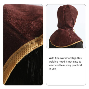 Premium Quality Welding Hood Cowhide Split Leather Welding Protective <b>Caps</b> With Neck Shoulder Drape Firefighting Welders Hood - Product Image 5