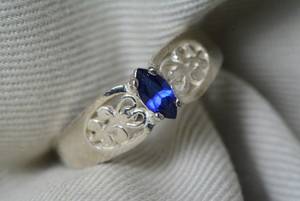Certified Natural Blue Sapphire <b>Ring</b> Sterling <b>Silver</b> Marquise <b>Solitaire</b> September Birthstone Jewelry Gift For Her - Product Image 6