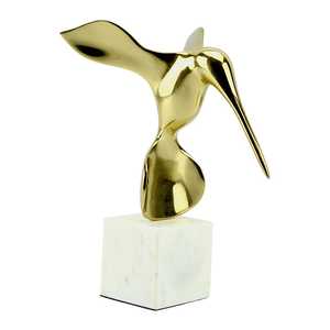 26cm H X 23cm W X 18cm L Aluminium Abstract Gold Bird Sculpture Handmade Eco-Friendly Contemporary Art Figurine Tabletop Baptism - Product Image 1