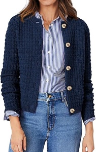 Women Knitted <b>Cardigan</b> Long Sleeve Crew Neck Button Closure Solid Color Casual Wear Soft Acrylic Autumn Outerwear - Product Image 6