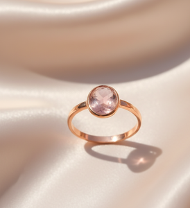 Bague en argent sterling 925 avec tourmaline rose ovale cabochon, plaquée or rose et or jaune, bijoux faits à la main avec pierres précieuses naturelles pour femmes - Product Image 4