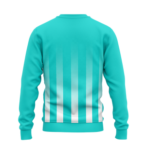 Sudadera de cuello redondo a rayas verde azulado para hombre, con logo personalizado y estampado en la manga, jersey de manga larga para entrenamiento de equipo, tops de invierno al por mayor - Product Image 2