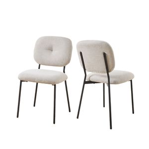 Set di 2 Sedie da Pranzo Moderne Imbottite Bianche con Gambe in Metallo, Salvaspazio per Cucina Contemporanea - Product Image 2