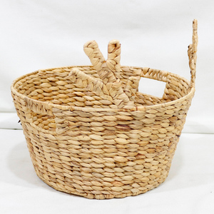Cute Animal Shaped Natural Water Hyacinth <b>Storage</b> <b>Basket</b> With Antler Handles For Children's <b>Toy</b> Organization - Product Image 6