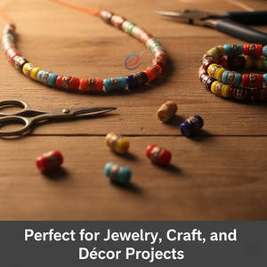 EXCEL EXPORTS Cuentas Sueltas de Vidrio Multicolor en Forma de Barril de 8 Pulgadas (12x22mm) |   Cuentas Decorativas Hechas a Mano para Diseños de Manualidades - Product Image 3