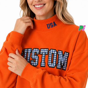 เสื้อสเวตเชิ้ตคอเต่าแบบสั่งทำพิเศษ พร้อมปักตัวอักษรลายตารางที่ปกเสื้อ เสื้อสเวตเชิ้ตคอเต่าทรงโอเวอร์ไซส์ ผ้าฝ้าย เสื้อสเวตเชิ้ตคอเต่า - Product Image 6
