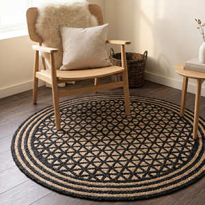 Terracotta Vintage Printed Braided Jute Round <b>Rug</b> for Bohemian Living Room <b>Rustic</b> & Mediterranean Home - Product Image 4