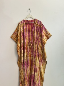 Robe longue vintage en soie crêpe, style bohème, douce et confortable, robe kaftan pour se détendre - Product Image 4
