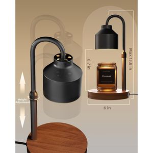 Adjustable Height Electric Candle Warmer Lamp with <b>Timer</b> Black Wax Warmer Jar for Jar Candles - Product Image 4