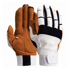 Guantes de Bateo de Cuero Personalizados en Negro/Blanco, Acolchados, con Cierre de Hebilla Ambidiestra, Tejido de Punto, para Entrenamiento de Béisbol para Adultos, en Varios Tamaños - Product Image 6