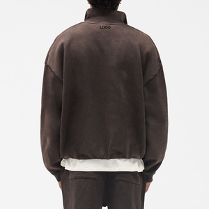 Sudadera de cuello alto con cremallera de un cuarto para hombre, de algodón, de gran tamaño, corte holgado, con logotipo personalizado, OEM, ODM, marca privada, la más vendida. - Product Image 3