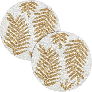 Leaf <b>Beaded</b> Design Colored <b>Beaded</b> Placemat Best for Table Decor Home Decor <b>Coaster</b> Mat <b>Beaded</b> Design and Shaped - Product Image 5