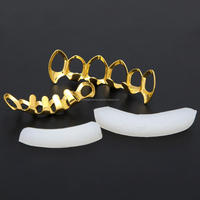 6 En 6 parrillas de dientes de oro de diamante sin moissanita personalizadas un solo diente 14K 10K oro sólido brillante Bling superior e inferior Grillz
