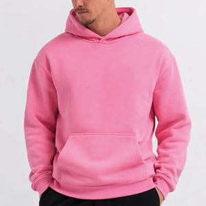 Sudadera con capucha rosa para hombre, corte regular, color sólido, tejida, informal, con bolsillo frontal, para otoño. - Product Image 5