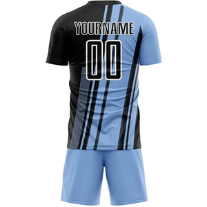 Ensemble d'uniformes de football personnalisables noir et vert, unisexe adulte, manches courtes, jersey sublimé anti-transpiration et short - Product Image 5