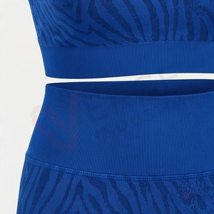 <b>Women</b> <b>Navy</b> Blue Animal Print Yoga Set Racerback Crop Top High Waist <b>Leggings</b> 2 Piece - Product Image 5