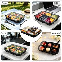 Boîte à fruits en PET de haute qualité, de qualité alimentaire, jetable, pour fruits coupés frais, 6 compartiments avec couvercle