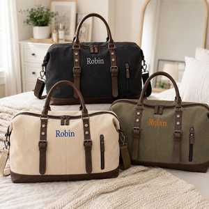 Sac de voyage personnalisé de luxe en cuir véritable et toile cirée, imperméable, sac de sport, sac de gym, sac de voyage pour une nuit, LCTB-0164 - Product Image 3