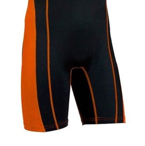 Combinaison de lutte ajustée pour homme, noire et orange, en Spandex et Polyester, extensible dans les quatre sens, respirante et durable, vêtement de sport - Product Image 5