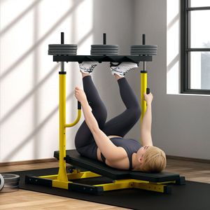 Macchina per Pressa Gambe Verticale Compatibile con Piastre Olimpiche, per Sistema Home Gym Giallo, con Posizioni Regolabili per Gambe, Schiena e Testa - Product Image 2