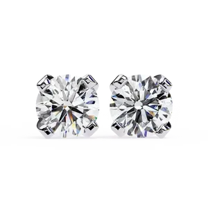 Boucles d'oreilles solitaires pour femmes en or massif 18 carats avec diamant de laboratoire rond brillant de 1,5 carat, à tige, paire - Product Image 3