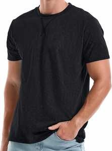 T-shirt classique noir pour homme, coupe régulière, mélange de coton, col rond, décontracté, été, basique, personnalisable, marque privée - Product Image 2