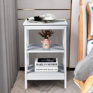 Set of 2 Multifunctional 3-Tier <b>Console</b> Tables Nightstand & Sofa Side Table with Reinforced Bars for Stability - Product Image 6