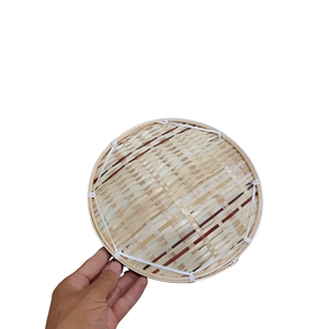 Ensemble de plateaux de service en bambou, 4 pièces, finition naturelle faite à la main, motif rayé, forme ovale, rectangulaire, ronde, en forme de larme - Product Image 6