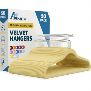 Cintre en velours de couleur personnalisée, antidérapant, coupe-vent, écologique, pour armoire, disponible pour les magasins de vêtements - Product Image 1