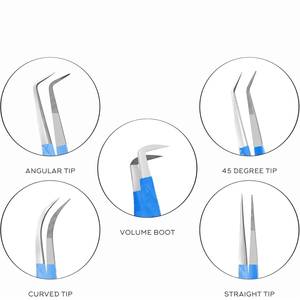 Juego de Pinzas para Pestañas de Acero Inoxidable de Precisión, Mango Azul, Punta Suave para Herramientas de Extensión de Pestañas - Product Image 5
