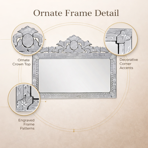 Espejo Decorativo de Pared de Lujo Estilo Veneciano |   Espejo Decorativo de Estilo Barroco Vintage |   Espejo de Vidrio Estilo Antiguo para Decoración de Sala de Estar - Product Image 5