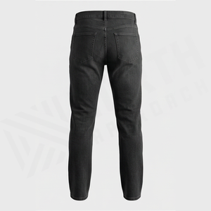 Jean en denim coupe droite délavé foncé pour homme, taille haute, coupe slim, en coton, style décontracté, pantalon d'automne - Product Image 2