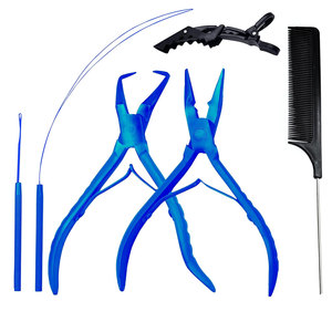 Kit de Herramientas Profesionales para Extensiones de Cabello Microlink e I-Tip, Construcción en Acero Inoxidable Azul, Juego Completo de Herramientas - Product Image 1