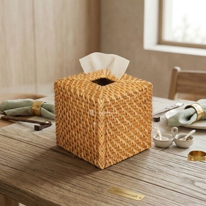 Handwoven Rattan <b>Tissue</b> Box Cover with Custom Logo, Wicker <b>Tissue</b> <b>Holder</b> for Tabletop, <b>Kitchen</b> and Home Decor Wholesale Vietnam - Product Image 1