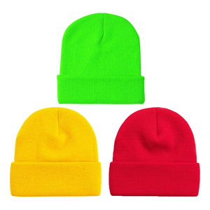 Gorro de Punto Unisex de Color Sólido, 100% Acrílico, para Invierno, para Adultos, 56-58CM, Estilo Casual, Verde, Amarillo, Rojo - Product Image 1