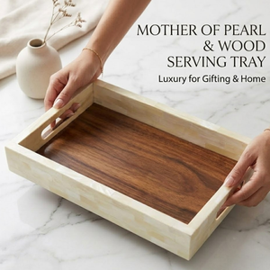 Luxury Mother of Pearl Resin Serving Tray |Elegant Ramadan <b>Eid</b> Food Serving Tray Decorative <b>Gift</b> Tray for Home Hotel Table Decor - Product Image 2