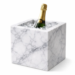 Top Quality Marble Ice <b>Bucket</b> Wine Chiller Cooler <b>with</b> Gold Handle and <b>Lid</b> Round for Bar Home Party Decor - Product Image 6