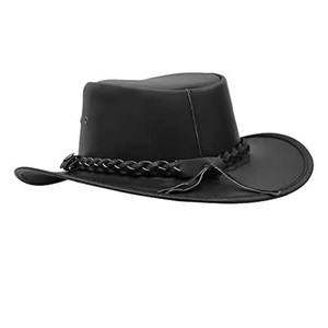 Leather Cowboy <b>Hat</b> Unisex Black Wide Brim Outdoor Casual Spring <b>Summer</b> 56-58CM - Product Image 3
