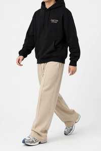 Pantalones Deportivos Anchos Color Beige para Hombre ONETEN, Cintura Elástica, Peso Medio, con Bolsillos Laterales, Logotipo y Frente Plano - Product Image 3