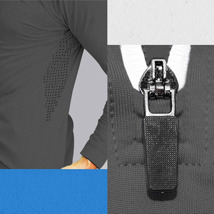 T-shirt pour homme de qualité supérieure avec fermeture éclair 3/4, tissu écologique à séchage rapide, options de couleur et de logo personnalisées, vêtements décontractés pour adultes - Product Image 6