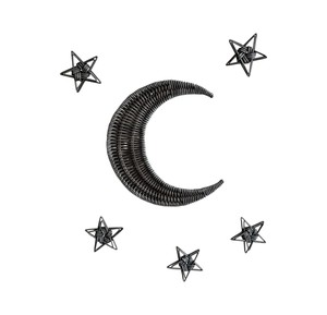 Décoration murale écologique en rotin tressé, lune et étoiles, pour chambre d'enfant, matériau naturel en osier, pour la décoration de chambre d'enfant et de crèche. - Product Image 3