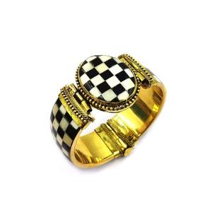 Bracelet manchette ethnique en laiton incrusté de os, fait main, accessoire de mode - Product Image 3