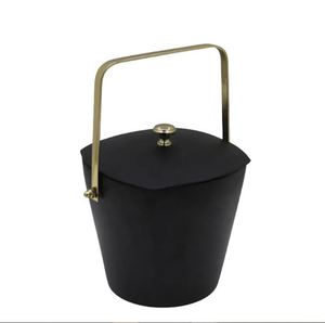 Iron & Brass Barware Ice Bucket Matt Black & Brass Gold Color Metal Ice Bucket for <b>Bar</b> Accessories & <b>Table</b> Top Decoration - Product Image 1
