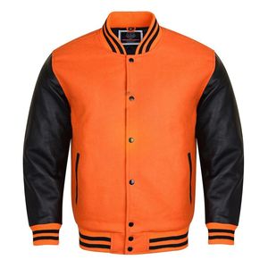 Chaqueta de Cuero Estilo Bomber Vintage Personalizable para Hombre, con Bordado OEM, Diseño de Letras y Cuello - Product Image 1
