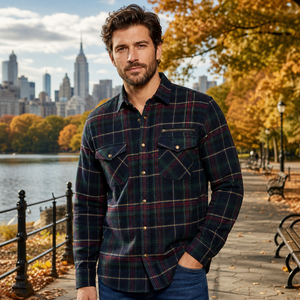 Fabricant de chemises en flanelle pour hommes en gros, chemises à carreaux personnalisées pour importateurs de vêtements, commandes en gros sous marque privée pour marques de vêtements - Product Image 5