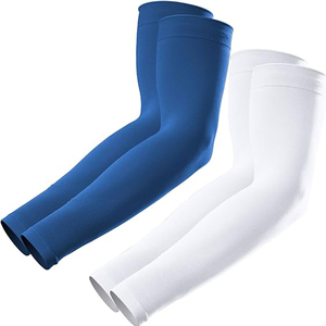 Manches de protection solaire UPF50+ pour femmes, couleur unie, manches trois-quarts, en polyester, compression, protection solaire, coudières, rose, noir, séchage rapide - Product Image 6