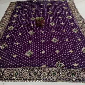 Dupatta vintage en georgette pure de qualité supérieure avec tissu imprimé et travail décoratif, tenue ethnique traditionnelle pour mariage, pour femmes - Product Image 1