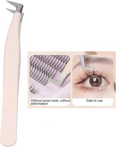 ชุดแหนบต่อขนตาปลายไฟเบอร์ 90 องศา คุณภาพสูง ป้องกันไฟฟ้าสถิตย์ ทนทาน จับถนัดมือ สำหรับต่อขนตาแบบวอลลุ่ม  ผลิตตามสั่ง ยี่ห้อส่วนตัว  วัสดุสแตนเลส - Product Image 6