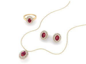 Parures de bijoux REYES Custom Design en argent sterling 925 avec moissanite VVS, pierres ovales de 2,65 carats, boucles d'oreilles et bague en rubis pour elle - Product Image 2